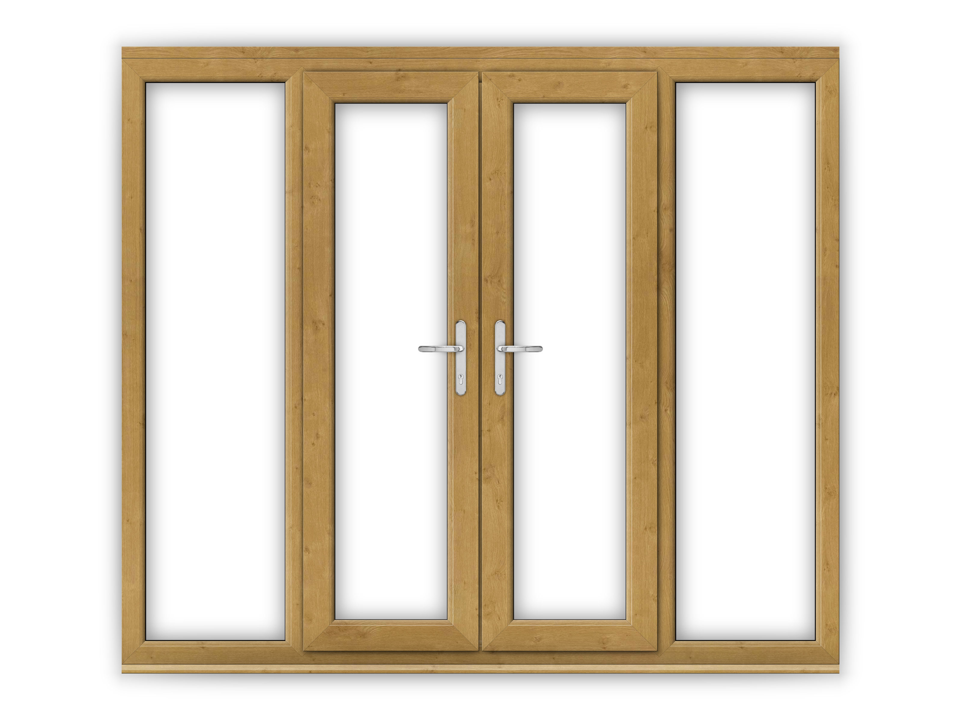4ft Irish Oak uPVC French Doors with Wide Side Panels Flying Doors